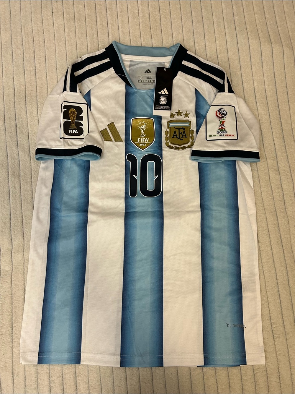 adidas Argentina #10 Home Jersey - Sky Blue & White with Gold Accents - Picture 2 of 3